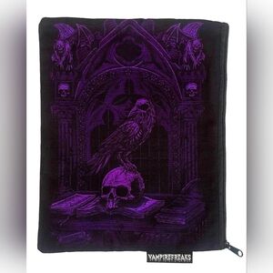 Vampire Raven Gothic Black and Purple Zippered Pouch